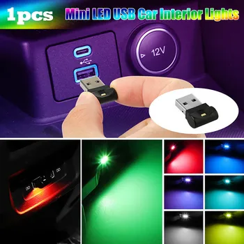 1 KOM. USB Led Lampa Mini USB RGB LED Svjetiljka Za Unutrašnjost Automobila, Dodirna Tipka, Neonske Atmosfera Oko Lampe, Ukrasne Večernje svjetlo Za Unutrašnjost Automobila