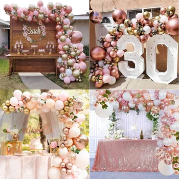 1 set roze zlata roza i roza zlata konfete i baloni dječji tuš vjenčanje rođendan, godišnjicu, jelen college pozadina dekor