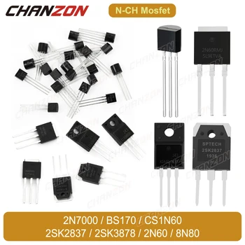 10 kom./lot Izvorni N-kanalni Mosfet tranzistor 2N7000 BS170 CS1N60 2SK2837 2SK3878 2N60 8N80 TO-92 TO-3P TO-251 TO-220F