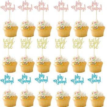 10 kom. Oh baby Mini Cupcakes Za Dječju Dušu, Ukras Za Tortu, Dječji Tuš, Svečana Dekoracija za Torte, za Dječake i Djevojčice, 1-og rođendana, Večernje Pribor