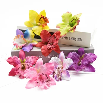 10 Kom. Umjetno Cvijeće Jeftini Tajlandski Orhideje Božićne Ukrase za Dom Vjenčanje Snimanja Rekvizite odbojka na Lutka Glava Cvijet