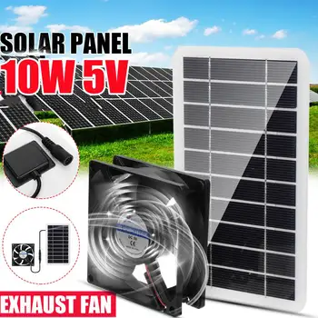 10 W 5 U Solarni Ispušni Ventilator Ventilator Zraka 8 Cm, Mini Ventilator Za Solarne Baterije Ventilator sa Napajanjem za Psa Kokošinjac Staklenik RV