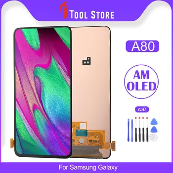 100% OEM Za Samsung Galaxy A80 LCD zaslon AMOLED zaslon osjetljiv na dodir Digitalizator Za Samsung A80 Skupština Smjenski Okvir S Poklon