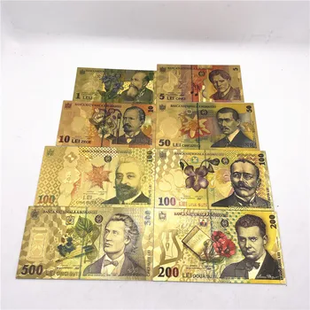10шт u Boji Plastične Novčanice od zlatne folije Rumunjske robe Valuta do 100-godišnjice ujedinjenja Rumunjskoj lažni novac
