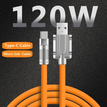 120 W 6A Super Brzo Punjenje Tekući Silikon Kabel Type-C/Micro Usb Punjač, Kabel za Prijenos Podataka za Huawei Mate50 P50 Xiaomi Samsung