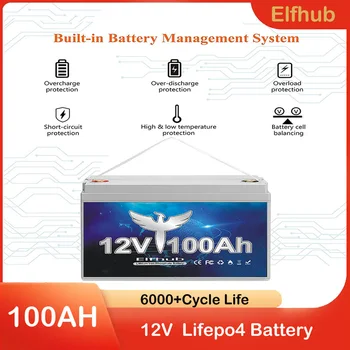 12V 100Ah LiFePO4 baterija baterija baterija baterija Baterija Ugrađena Litij-željezo-Фосфатная Baterija BMS 6000 + Dubokog Ciklusa Za Solarne RV Morske Autonomne mreže