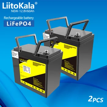 2 KOMADA 12V 60Ah Lifepo4 baterija baterija baterija baterija Baterija 12,8 V Ugrađeni BMS Vodootporan Litij-Željezo-Fosfatnih Ćelije Za Brod Motora Inverter