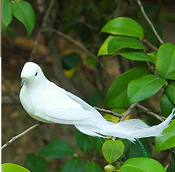 2 komada Lažni Ptica Bijela Golubica Umjetni Pjena Perje Ptice Sa Stegom Golubovi Nakit Za Vjenčanje Božić kod Kuće