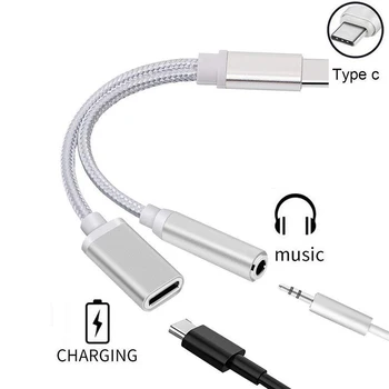 2 U 1 Tip C Do 3,5 mm Priključak za slušalice, USB Adapter C Aux Audio Kabel Za Prijenos Podataka i Punjenje Kabel Za Samsung Za Xiaomi