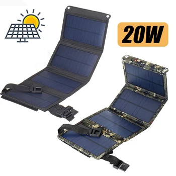 20 W Sklopivi USB Izlazna Solarni Panel za Mobilni Telefon na Otvorenom Kamp Planinarenje Solarni paneli Power Bank Punjač Napajanje