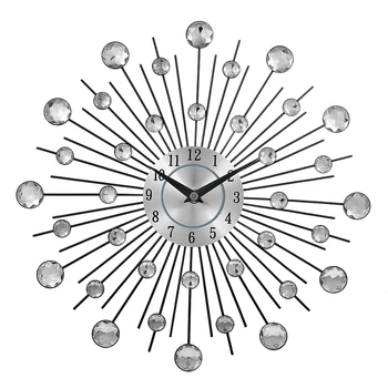2020 Novi silver i crystal sunburst metalni zidni sat originalni vintage metalni sat za uređenje doma
