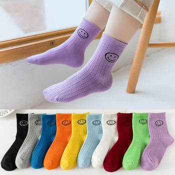 2022 jesenje i zimske dječje čarape na veliko dječje čarape s cartoonish смайликом u pakiranjima karamela boje studentski čarape