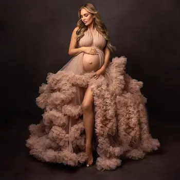 2022 Lijepa Haljina za Trudnice za Babyshower multi-level Suknje Donje Haljina za Trudnice za fotografiju pucati Večernji Ogrtač