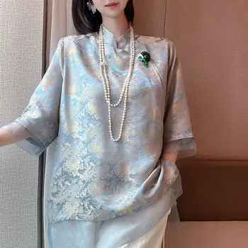 2023 kineski tradicionalni top, majicu ципао, ženska košulja u stilu чонсам, kineske košulje, ovratnik desk, elegantne odjeće za žene