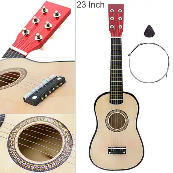23-Inčni Akustična Gitara Iz Lipe, Boja Drveta, 6-Gudački Instrument sa Plectrum i čvrsto niz
