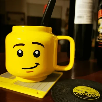 250 ml stakleno Keramička Šalica Lego Šalice Nasmiješeno Izraz Lica Crtani Kava Mlijeko Čaj Šalice Slatka Posuđe Za Piće Držač Za Vodu Bubalo Šalica