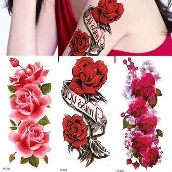 3 Kom. Vodootporne Privremena Tetovaža Naljepnica Cvijet Ruža Bljeskalica Leptir Čipke Dama Body Art Ruka Moda Lažni Rukava Ženske Tetovaže
