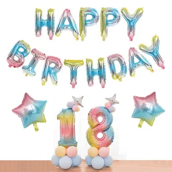 30 cm Pismo Broj Baloni Večernje Rainbow Balon Sa Happy Birthday Ukras Folija Baloni Jubilarni Večernje Pribor