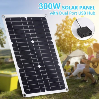 300 W Solarni Panel za Brzo punjenje Vodootporni Laptop Dual 12/5 U DC USB Hitna Punjenje Vanjski Punjač Za Jahte RV Automobil