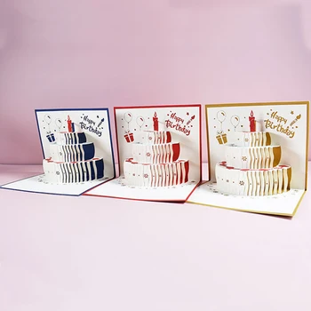 3D Pop-up Razglednice rođendansku Tortu Razglednice za Djecu Supruge Muž rođendansku Čestitku Razglednice Darove Razglednica