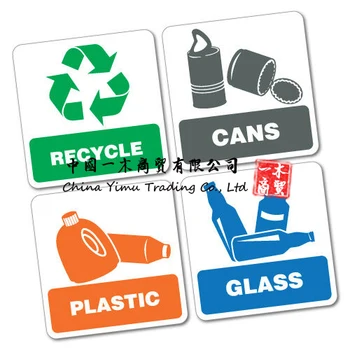 4x Znakovi Kante kante Recikliraju Plastičnu Čašu Naljepnicu Za Limenke