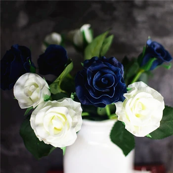 5 kom. Pravi Dodirna Ruža Umjetne Ruže Iz Umjetnih Boja, Svadbeni Buketi za Djeveruše Lažni Cvijeće Večernje Kućni Svadbeni Nakit tamno-bijela