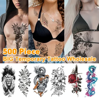 500 Komada 2765 Stilova I Dizajna U Rasutom Stanju, Velika Tetovaža Na Pola Ruke Naljepnica Velike Privremena Tetovaža Body Art