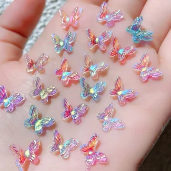 50шт Aurora Leptir Rhinestones za nokte Irradiance 3D leptir luk privjesci za nokte od akrilnog umjetnosti ukrašavanja noktiju 50 + Komada