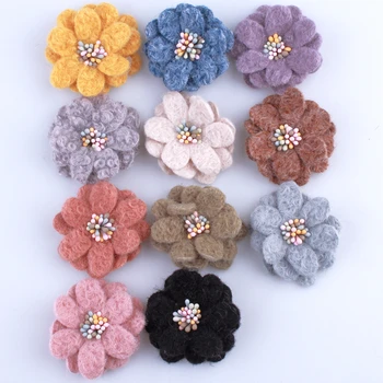 5PCS 5 cm 11 boja Mini-Cvijet Iz Vunena Tkanina S Prašnicima Za Pozivnice Za Vjenčanje Umjetno Cvijeće Za Uređenje Haljine U Pick