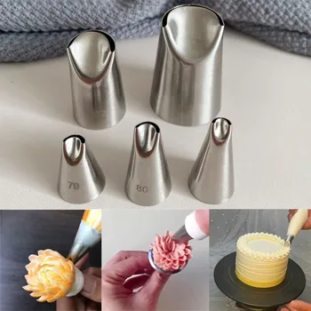 5pcs Krizantema Cupcake Set Za Ukrašavanje Torte Kremastu Glazura Cijevi Kape Kolači Mlaznice DIY Pekara Alati Slastice