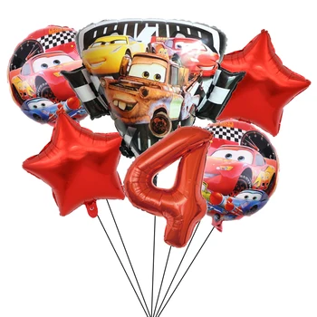 6 kom. Baloni Disney McQueen Na Rođendan, Ukrase Za dječje Zabave, 18 cm, Okrugle Auto Vedra Od Folije, Igračke, Dječji Tuš