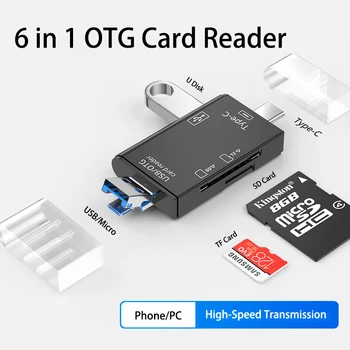 6 U 1 OTG SD čitač kartica je Prijenosni USB 3.0 Dual Slot za Adapter za Flash memorijsku karticu Hub za TF ili Micro SD karticu za Laptop Mac i Windows PC