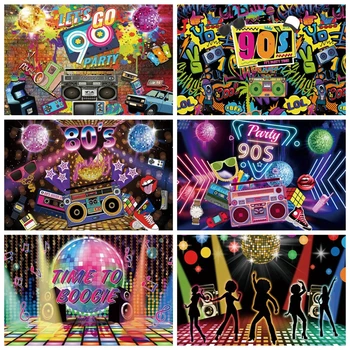 80-ih i 90-ih Hip-hop Tema Glazba, Disco Party Slika Pozadina Dekor Dan Rođenja Djeteta Grafiti Plesni Pozadina Retro Stil Banner