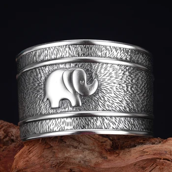 999 silver širok slon ženski stil narukvica srebro klasicni etnički vjetar čvrst vanjski usta poslati majke poklon