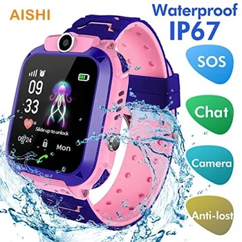 AISHI Q12 Dječji Smart-Sat je Vodootporan IP67 SOS Skladište Telefon 2G SIM Kartica Glasovni Poziv LBS Lokacija Dječji Sat Pametni Satovi Poklon