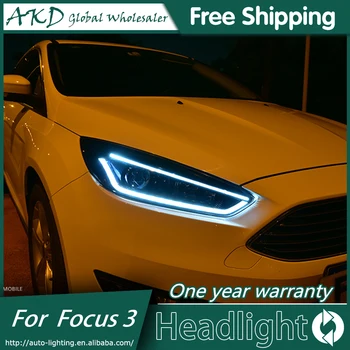 AKD Auto-Stil za Ford Focus 3 Led Svjetla Новый2015-2018Focus led DRL Svjetla bi-xenon prednjih Leće Visoka Niska Zraka Parking Противотуманный Fenjer