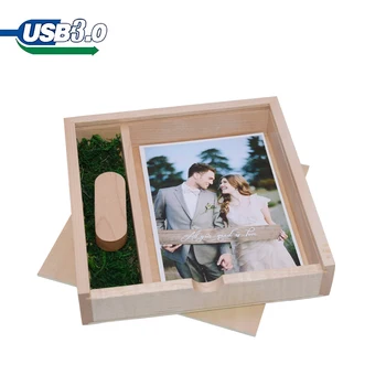 Album Drvena Kutija USB 3.0 Flash Memorija od 128 GB Kreativno Fotografija Vjenčani Dar Memory Stick 64 GB Lasersko Graviranje Flash Drive