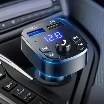 Auto handsfree Bluetooth-kompatibilni 5.0 FM odašiljač Komplet za Automobil s Dvostrukim USB-Brzi Punjač Adapter za MP3 Auto Oprema