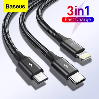 Baseus PD 20 W USB Type C Kabel Za iPhone 13 12 11 Pro Max 3 u 1 USB C Kabel za brzo punjenje Xiaomi Samsung Micro Data Cord
