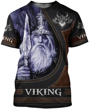 Berba majice sa vikinga, Za Muškarce, 3d Print Mitologije Vikinzi, muška t-Shirt Оверсайз, Kratki Rukav, Moderan Top, t-Shirt, muška odjeća