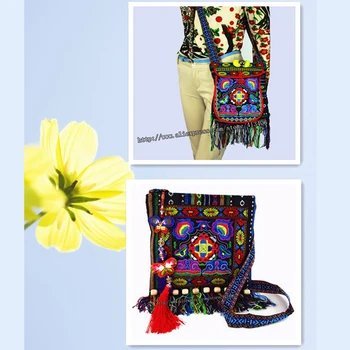 Besplatna dostava, 2 komada, Vintage torba preko ramena u stilu hmong, Etnička, Tajlandski, Indijski, boho, torba za poruke, ženska vez, Tapiserija, 005
