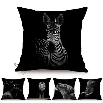 Crnci Životinje Portret Fotografija Uzorak Kauč Na Jastučnicu Lav Zebra Slon Tigar Home Dekor Trg Jastuci Torbica Almofadas