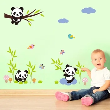 Crtani film Panda Život Životinja Naljepnice za Zid za Djecu Dječje Sobe Ukras Dječji Zidni Umjetničke Naljepnice Home Dekor Slatka Naljepnica