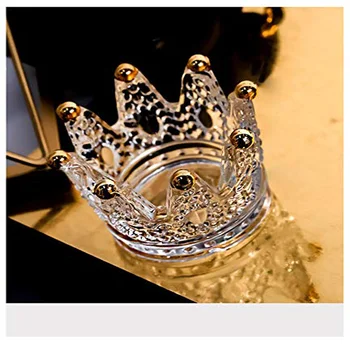 Crystal crown Dizajn Noktiju Dappen Dish Držač Ručke Staklena Posuda za Akrilna Tekućina za Glazuru DIY