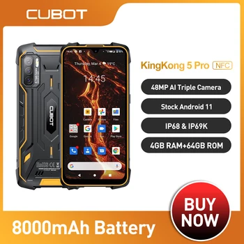 Cubot KingKong 5 Pro Vodootporan Smartphone Izdržljiv Telefon 4 GB, 64 GB 8000 mah 48 Mp Trostruka skladište Android 11 NFC Globalnu 4G LTE