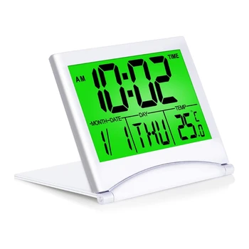 Digitalni Putni Budilica LCD Sat sa pozadinskim Osvjetljenjem Kalendar Temperatura za Dom Spavaća soba Sklopivi Alarmi