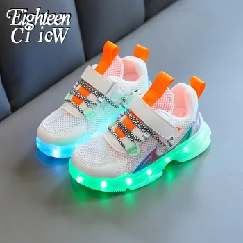 Dimenzije 25-36, Led dječje Osvijetljena cipele, USB Punjenje, Dječji Sjajni, Tenisice, Mrežaste Prozračna Tenisica, Mondeno cipele Za Dječake, Sjajna Cipele