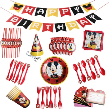 Disney Crvena Mickey Djeca Rođendan Dekoracija Mickey Mouse Papirnata Čaša Tanjur Dječji Tuš Godišnjicu Jednokratni Pribor Za Jelo