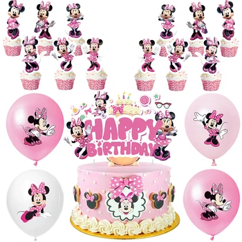 Disney Minnie Mouse Večernji Pribor Pink Minnie Večernje Baloni Dekoracije Tortu Za Dječji Tuš Djeca Rođendan Jednokratna Posuđe