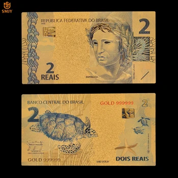 Dobra boja proizvoda Brazilski Zlatne Novčanice 2 Pravi Novac u 24k Pozlaćeni Papirni Novac Za Zbirke